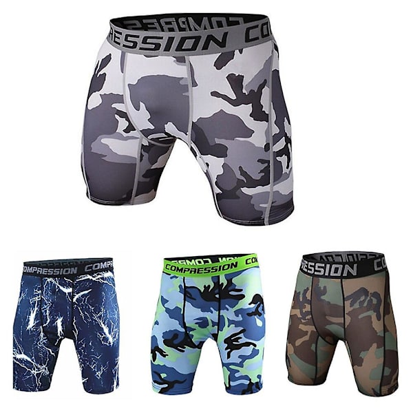 Kompresjonshorts for menn 3D-trykk kamuflasje bodybuilding tights korte menn trenings shorts