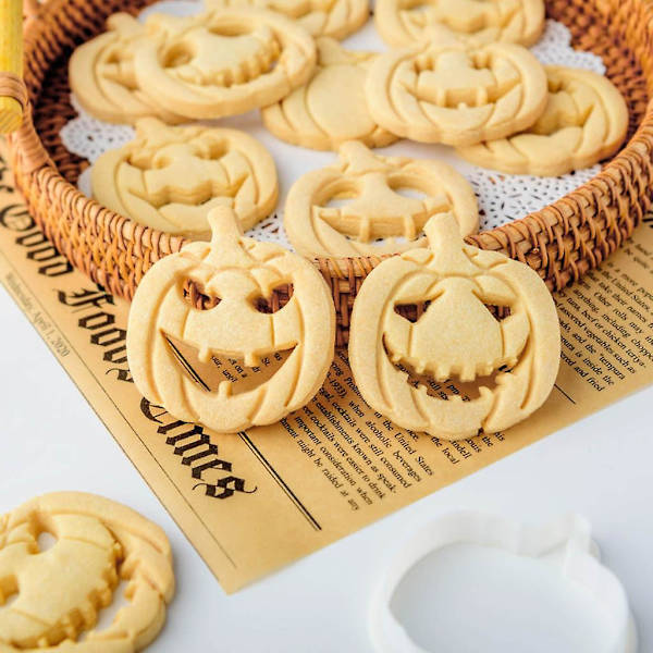 Halloween Dekor Pumpa Kakform Plast 3d Cartoon Pressbar Biscuit Formar