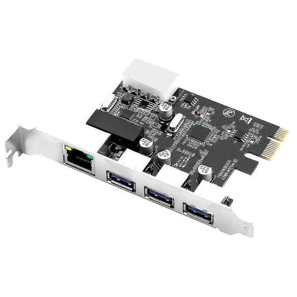 3-porttinen Pci Express USB 3.0 Adapt Card + Gigabit Ethernet