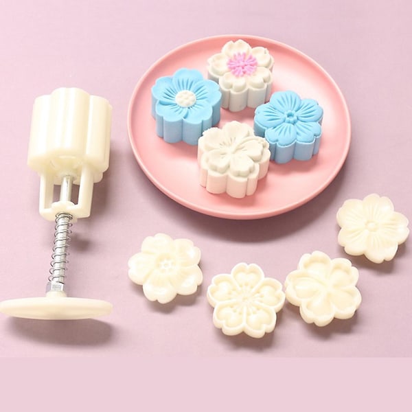 Cherry Mooncake Mold 50g Stämpel Set Diy Plast Fondant Dessert Bakning