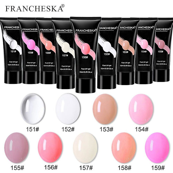 15ml Klar Vit Nagel Poly Acryl Gel UV LED Builder Akrylgel för Snabb Förlängning