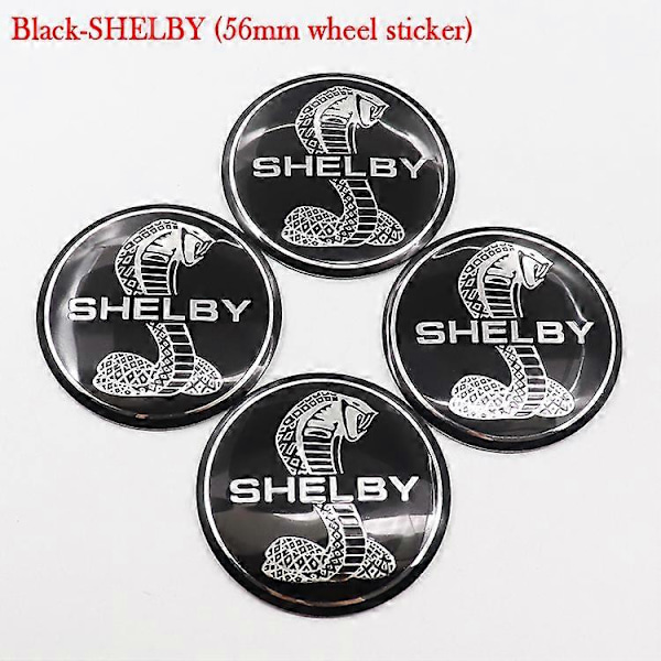 4 kpl 56 mm tai 60 mm Cobra Shelby -auton logoa vanteiden keskihattuihin, reunusmerkki, tarrat, auton jälkiasennuskoriste, tunnus, tarra, tyyli black-shelby with 56mm silver cap