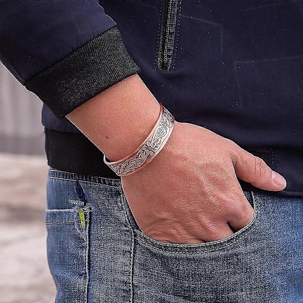 Viking Ren Armbandsmanchet i Rent Koppar Justerbar Energiband Magnetiskt Armband Fördelar Hård Hälsa Man Armband Knuten Metall cb055 15.5mm