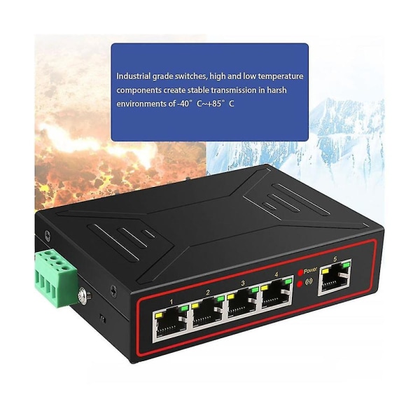 5 Ports 100m Industriel netværksswitch Rj45 Hub Internet Splitter Rj45 Switch Plug And Play Din Rai