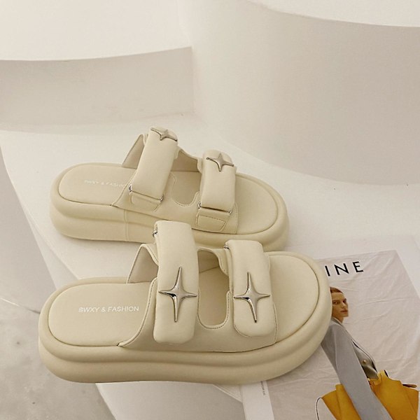 Læder Platformsandaler Og Sandaler beige 36
