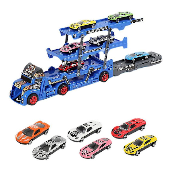 Autokuljetusrekka Lelut Mega Hauler Rekka 6 Mini Autolla Kolmikerroksinen Taita Autot Setti Lapsille Pojille Tytöille