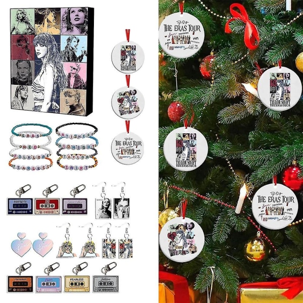 2023 Jul Taylor Swift Theme Adventskalender, 24 Days Xmas Countdown Blind Box, Armbånd Ornament Kit Tilbehør Fans Gaver