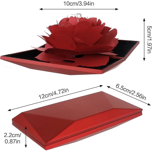 Ringask 3D Pop Up Rosask Ringask 3D Pop Up Rosask Ringhållare Alla hjärtans dag Ringask Ringask Bröllop För Förlovning Bröllops smycken Presentask (röd)rin