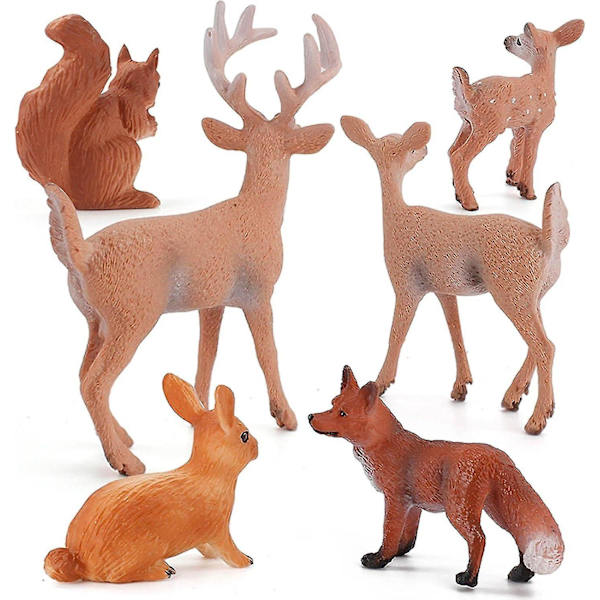 Figurer Dyrefigurer, 6 stk Miniatyr Dyrefigurer Modell Realistiske Plast Ville Dyr Kake Topper For Hjem Rom Dekor