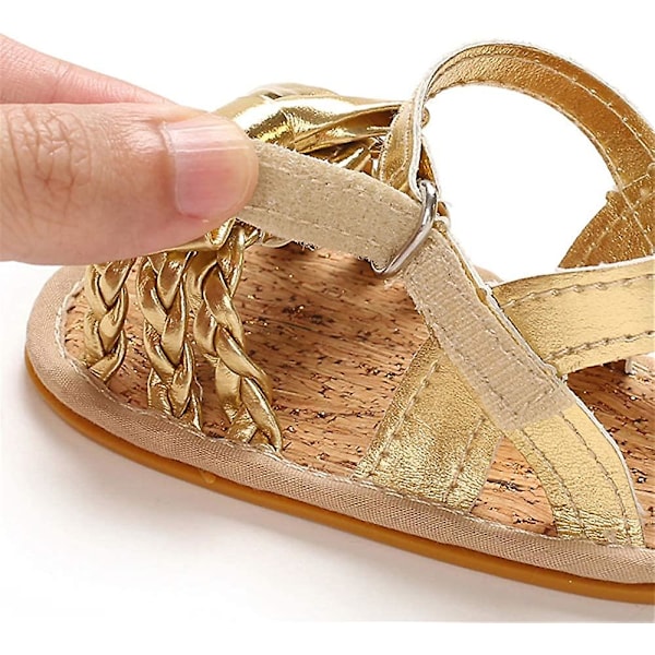 Baby Sandaler til Piger - Bløde Sål med Skridsikker Funktion - T-rem Flip Flops - Småbørns Første Gåsko - Vugge Kjole Sko 3-18 Måneder 10 gold 6-12 months infant