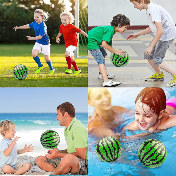 Oppblåsbar vannmelonball, plastballer for barn, 6 stk. vannmelon strandballer barneleker (6 tommer)