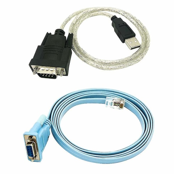 Rj45 nettverkskabel seriell kabel Rj45 til Db9 og Rs232 til usb (2 i 1) Cat5 Ethernet-adapter Lan Con