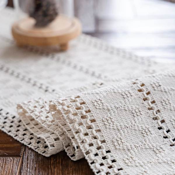 Borddug Fletafvisende Beige Blonde Bomuld Boho Stil