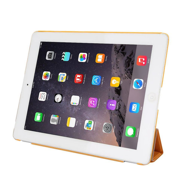 Orange för iPad 4 3 2 Ultra Slim Magnetic PU Läder Smart Cover Hard Back Case