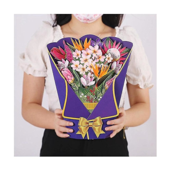 Pop-up-bukett, Pop-up-papirblomstbukett Hilsenskort, Morsdag Bursdag Kvinnelig Påskegave