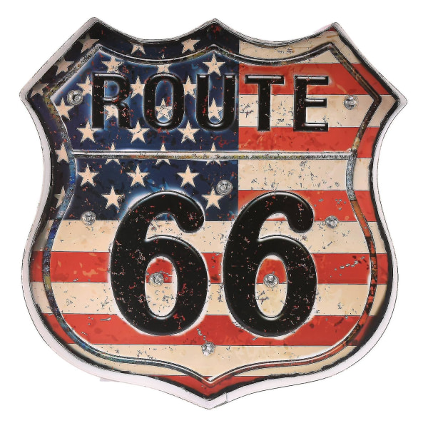 Route 66 Led Vintage Skilte Pub Bar Sign Neon Light Vægophæng Art