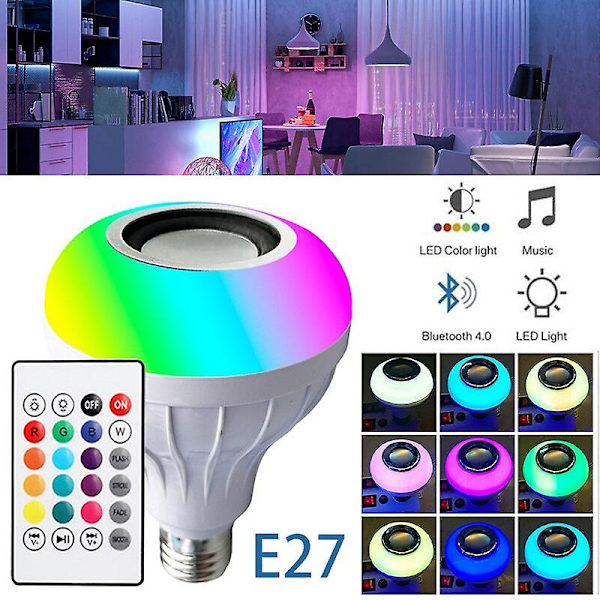 Hvidt lys farve Intellig musik scene lampe trådløs musik scene lys E27 Led -kompatibel