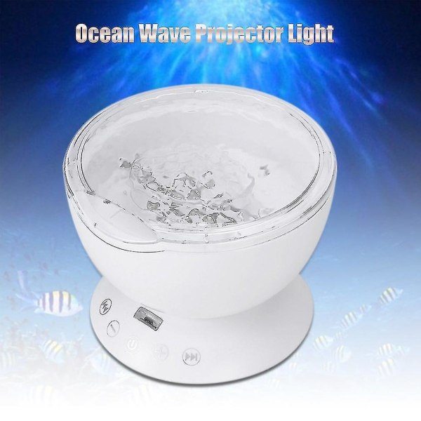 Ocean Wave projektorlys med fjernkontroll Tf-kort Musikkspill nattlys