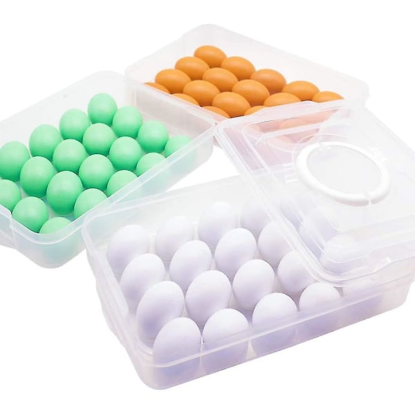 Egg Holder, 3-lags Deviled Egg Tray Med Lokk Egg Carrier Box Dispenser Container Med Håndtak For 60 Egg