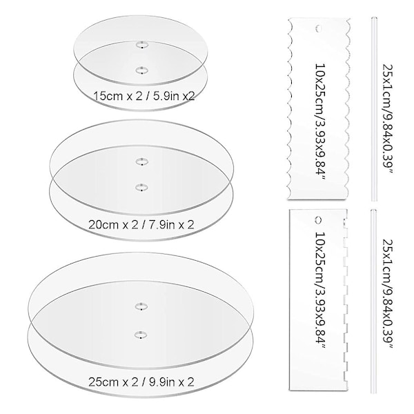 10 stk. Akryl Runde Kage Discs Sæt Kam Icing Skrabere Kager Kant Glattere