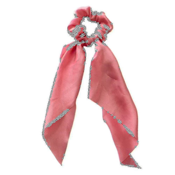 Kvinde Pige Sløjfe Satin Bånd Hestehale Sjal Hårbånd Reb Scrunchies Elastisk Bånd Qinhai pink