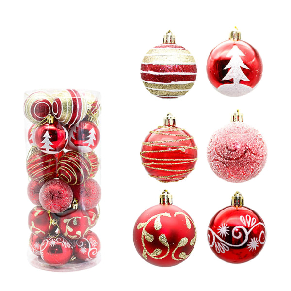 Christmas Ornaments 24 Pcs 6cm/2.36 In Shatterproof Plastic Christmas Tree Ornaments, Christmas Ball Baubles For Xmas Trees Wedding Party And Home Dec