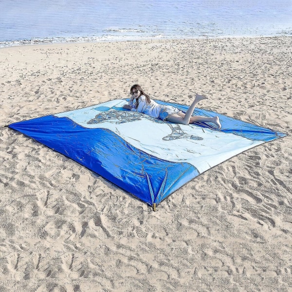 Sandfri Strandteppe 280*300cm Strandhåndkle Vanntett Stor Strandmatte For Ferier Strender Camping Reise