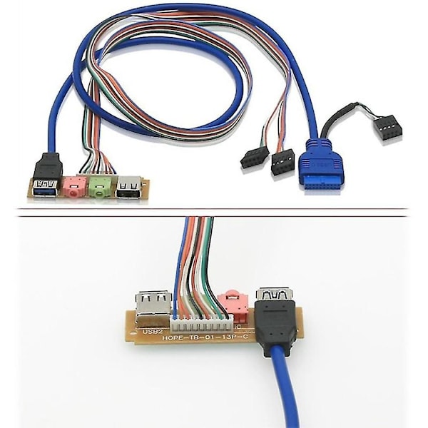 USB 2.0+ 3.0 Port Chassi PC-datorhölje Ljud Frontpanel Ersättningskabel 70cm