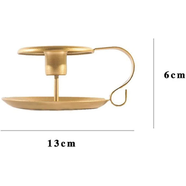 2 stk. Retro Lysestageholder, Guld Jern Kegle Lysestage Håndlavet
