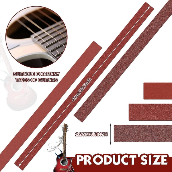 30 stk. Guitarbåndsnivelleringsudskiftning sandpapir Guitar Luthier værktøj til basguitarslibebjælke