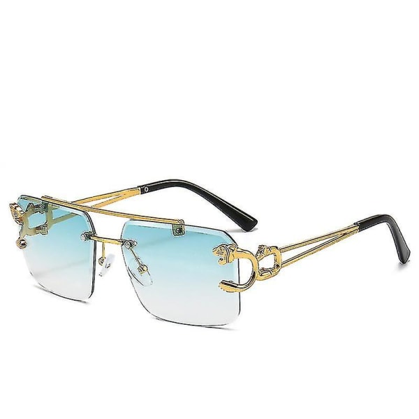 Kantløse rektangelsolbriller for kvinner Menn Hip-hop små firkantede solbriller Rammeløse Fargerike moteskjermer Uv400
