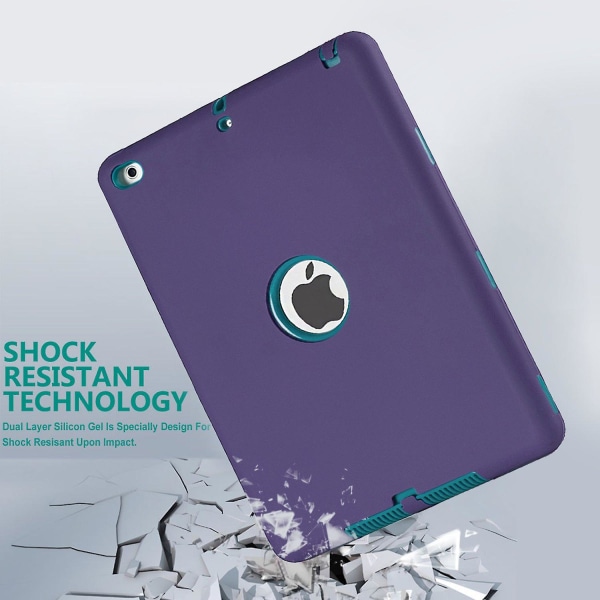 Iskunkestävä Heavy Duty Rubber Tough case cover Apple Ipad Air 2 Ipad 6 Purple