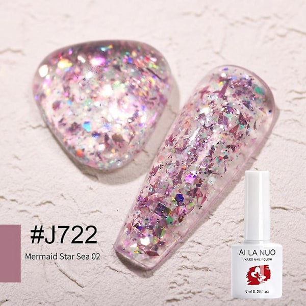 8ml Glitter UV Gel Neglelakk Auroras Glitter Sequin Soak Off UV Gel Lakk Fargerik Neglelakk