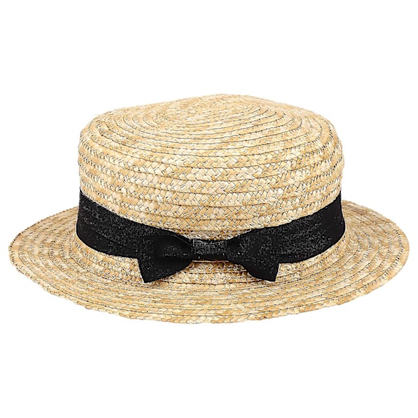 Sød Børnepige Halm Hat Bowknot Sol Hat Børn Skygge Strand Sommer Bådhat Strand Bånd Rund Flad Top Fedora Hat