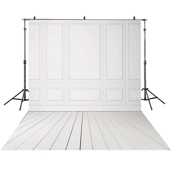 3x5ft Vinyl Fotobakgrund Vit Tegelvägg Trägolv Bröllop Bakgrund För Fotostudio