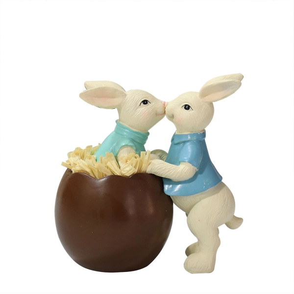 Påskestykker Chokolade Par Familie Bunny Resin Håndværk Dekoration