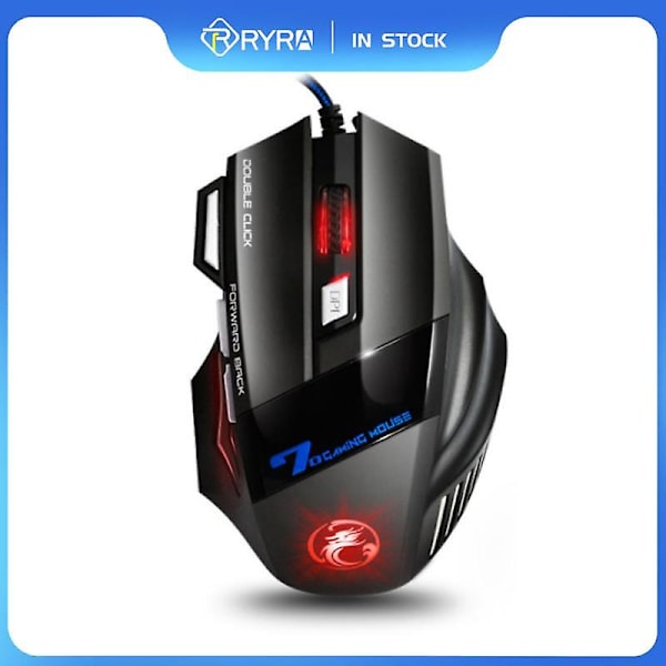 Usb-kabelansluten mus 3200 Dpi spelmus med bakgrundsbelysning Rgb tyst mus ergonomisk mus
