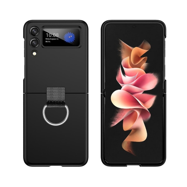 PC-materiaalista valmistettu phone case vetorenkaalla Samsung Galaxy Z Flip 3-mustalle