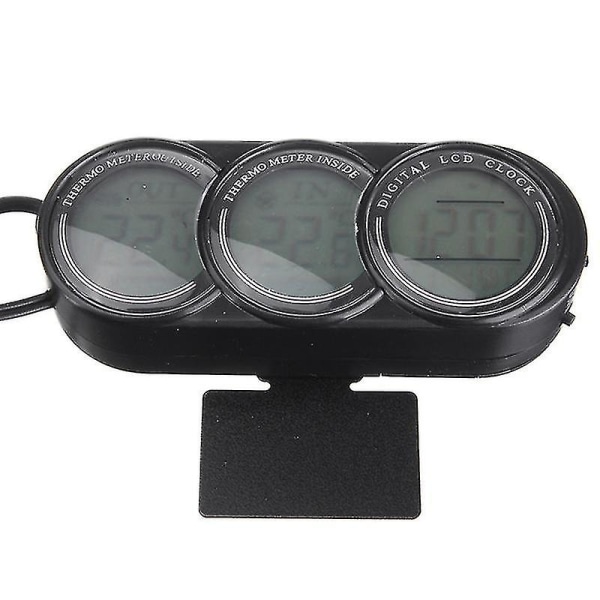 12v-24v Auto Bil Lcd Digital Inuti Utomhus Klocka Termometer Mätare