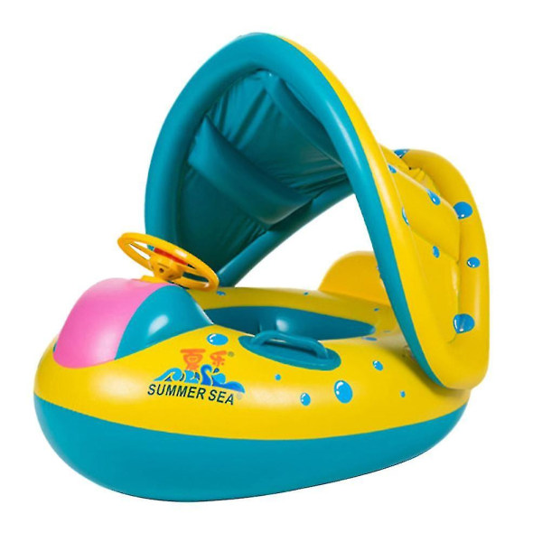 Baby svømmesirkel for barn oppblåsbar båt med høyttaler Sun Block vannleketøy