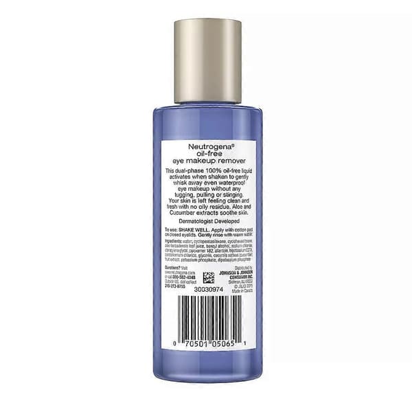 Neutrogena Mild Oljefri Øyesminkefjerner, Sensitive Øyne, Vannfast Mascara, 163 ml