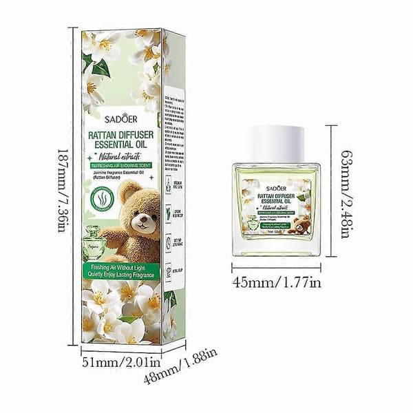 SADOER Jasmin Reed Diffuser - Flameless Blomsterduft til Langvarig Hjemmepleje