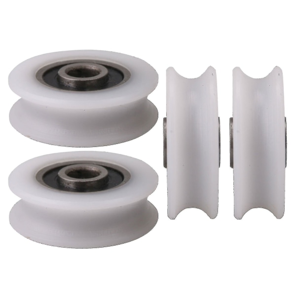 4pcs 4x20x6.5x7.4mm White Inner Dia 4mm U-groove Nylon Pulley Wheel For Sliding Door