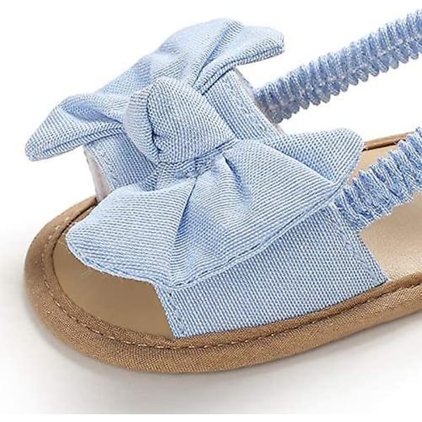 Spædbarn Baby Piger Sommersandaler Med Blomst Blød Sål Nyfødt Toddler Første Walker Krybbe Kjole Sko 09 light blue 12-18 months toddler