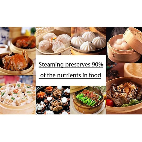 2-etagers bambusdamper med dobbelt rustfrit stål bånd til asiatisk madlavning af boller og dumplings