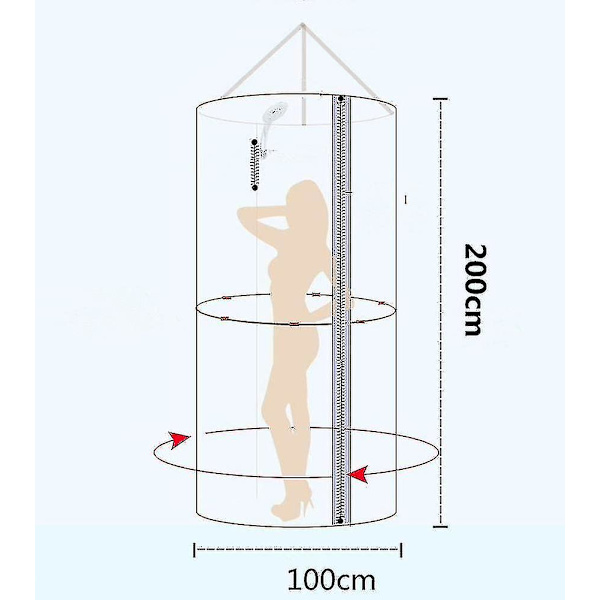Pyöreä Polyesteri Suihkuverho Ripustuslämpöeristys Paksuuntunut Kaksoisvetoketju D100 * L200cm