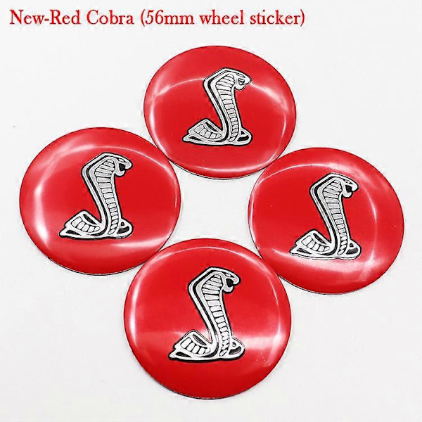 4 stk. 56 mm eller 60 mm Cobra Shelby Bil Logo Hjul Center Cap Fælg Badge Dæksler Dekal Auto Refit Dekoration Emblem Sticker Styling new-red cobra with 56mm silver cap