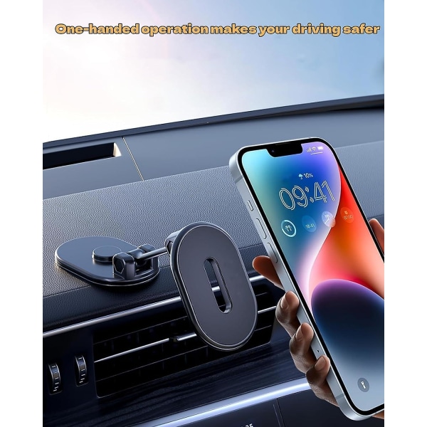 Legering sammenleggbar magnetisk biltelefonholder med metallplate, universell 360 rotasjons magnetisk biltelefonholder for alle smarttelefoner