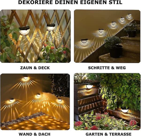 4 Pakke Solcelle LED-lys Ip65 Vandtæt Udendørs Hegn Solcellelys