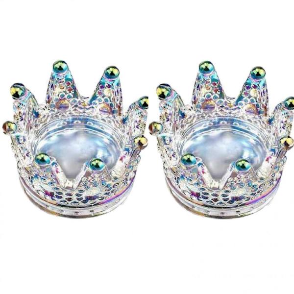 2x Crown Crystal Nail Art Dappen Dish Pen Holder Glas Dapping Skål Kopp För Flytande Akryl Pulver Diy Utrustning